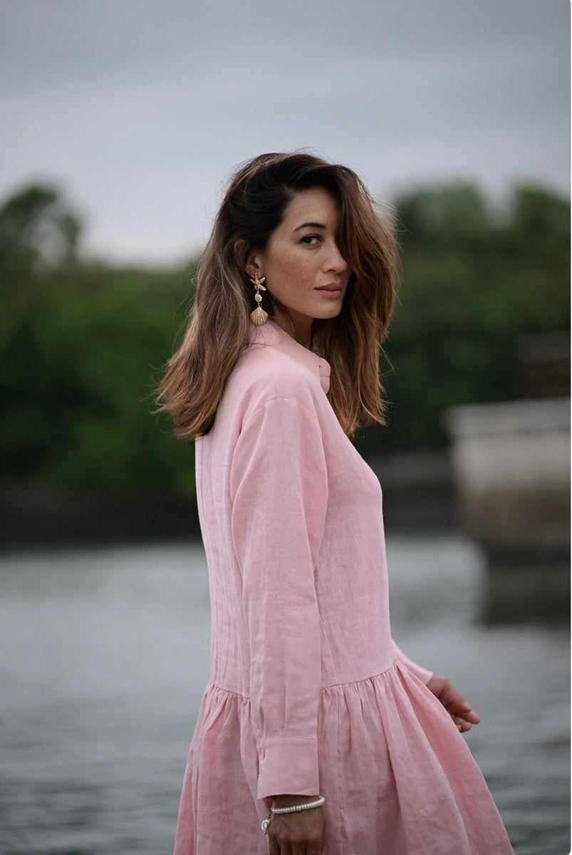 Classic Linen Drop Waist Dress