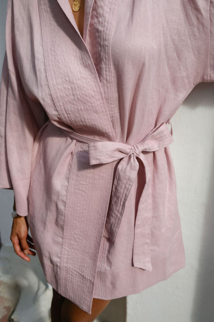 Summery The Label rose linen kimono – relaxed fit breathable linen outer layer