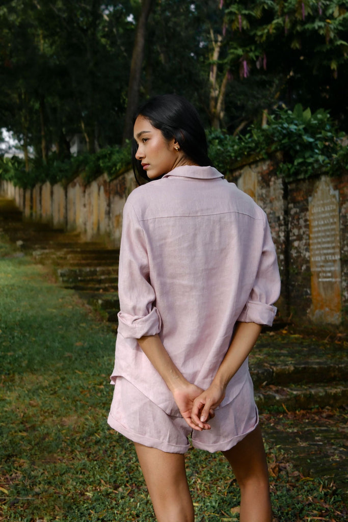 Classic rose linen shirt – breathable natural fibre linen wear for warm climates