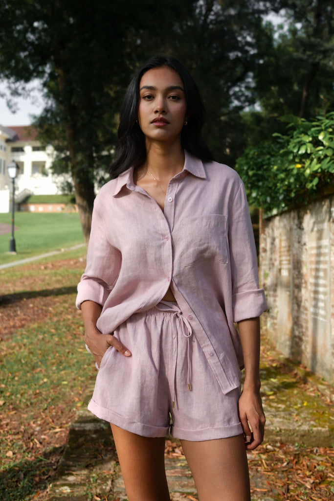 Classic Linen Shirt in Rose by Summery The Label – breathable lightweight linen wear
