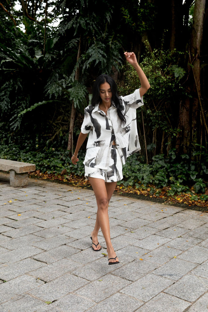 Women’s Fable Print linen shorts – airy, soft, and comfortable natural linen wear